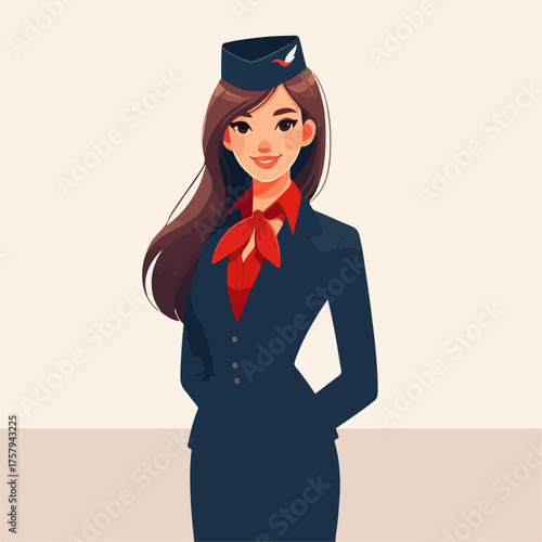 flat illustration of a flight attendant