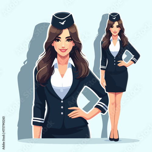 flat illustration of a flight attendant
