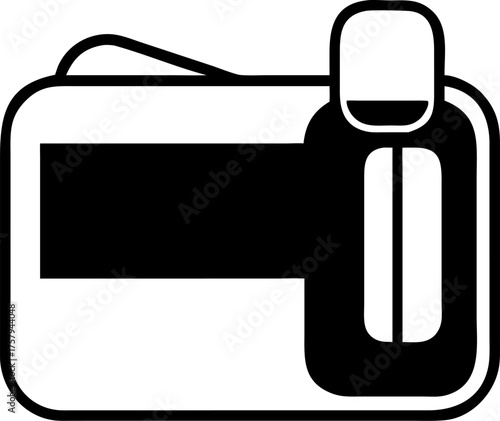Minimalist monochrome illustration of a compact digital recording device, perfectly capturing essential technology in a sleek, isolated graphic design
