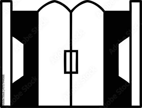 Iconic minimalist design of two ancient stone tablets, symbolizing divine law, commandments, and foundational principles, perfect for various spiritual and historical design projects