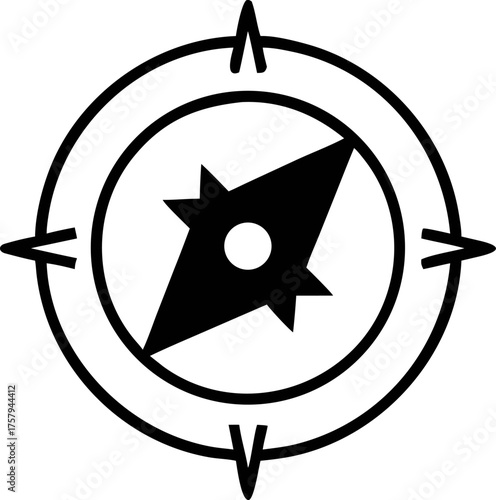 Compass vector illustration representing navigation direction and exploration for travel adventure and guiding purposes, navigational tool symbol