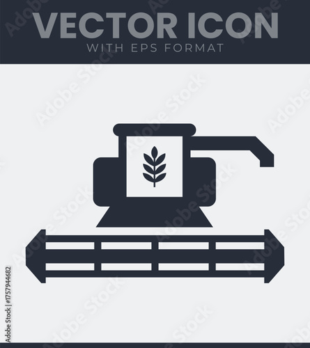 Simple combine harvester farm machine icon vector