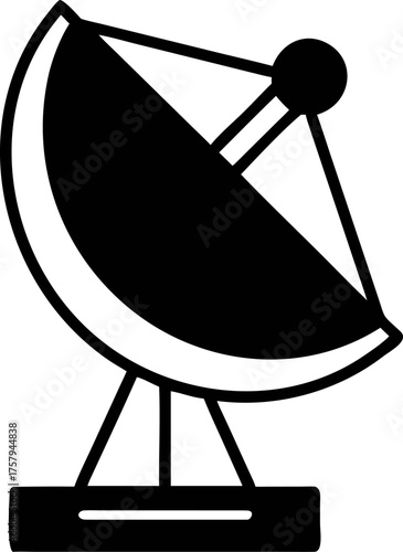 Modern satellite dish icon graphic representing global communication, broadcasting, and advanced technology concepts. Perfect for diverse digital design projects