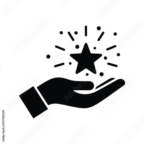 Vector illustration of hand holding a shining star