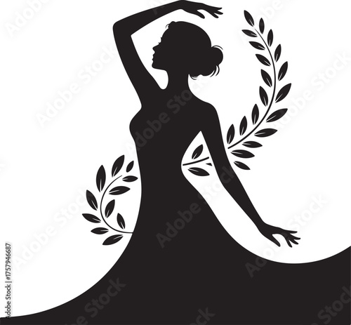 black and white silhouette vector icon of a romantic cameo design with vintage charm on a white background.