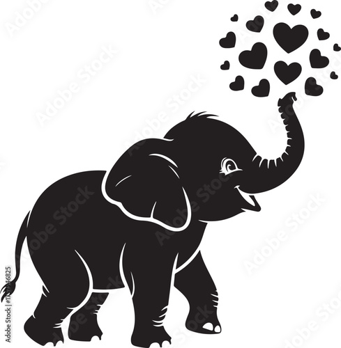 Elephant silhouette vector set, walking pose, wildlife graphic, safari animal clipart, black and white, nature icon, isolated illustration
