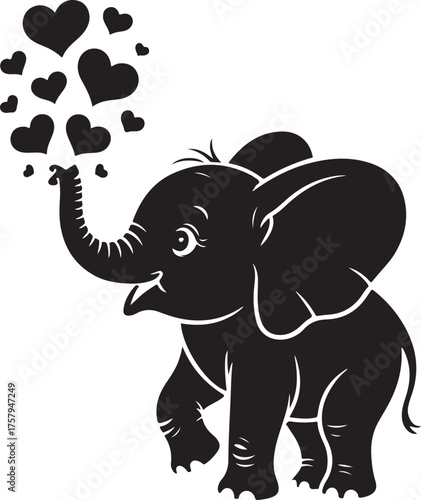 Elephant silhouette vector set, walking pose, wildlife graphic, safari animal clipart, black and white, nature icon, isolated illustration