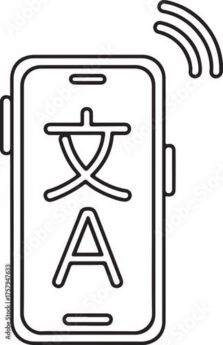 Smartphone with chinese character and letter a displaying translation service icon
