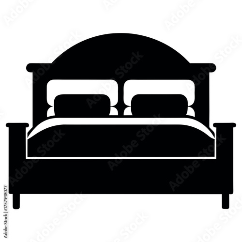 Classic bed silhouette with pillows and duvet
