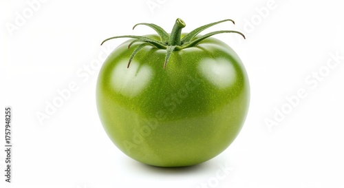 Wallpaper Mural Vibrant Green Tomato: A close-up studio shot of a ripe, vibrant green tomato, showcasing its smooth texture and fresh, natural appeal.  Torontodigital.ca