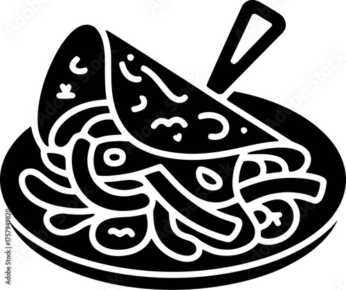 Black silhouette of fajitas on a plate mexican food