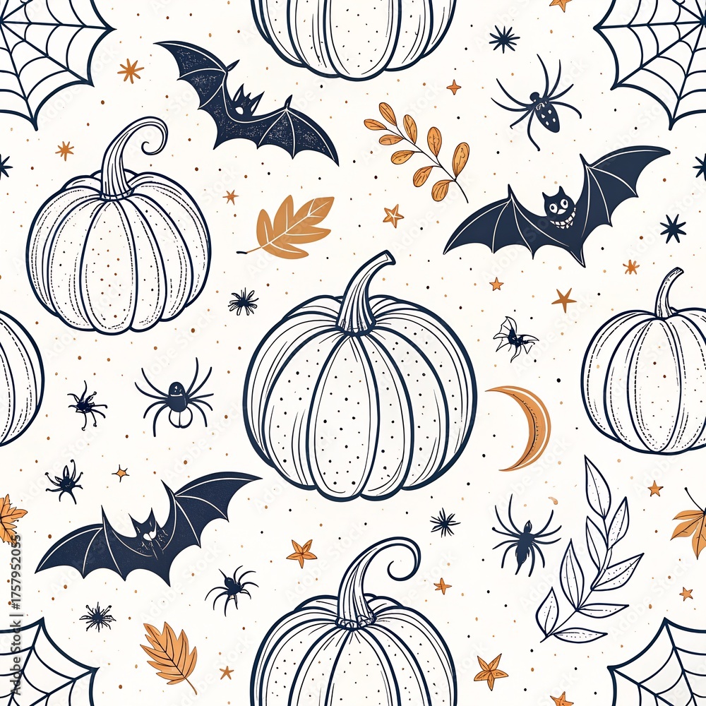seamless background with pumpkins, halloween seamless pattern