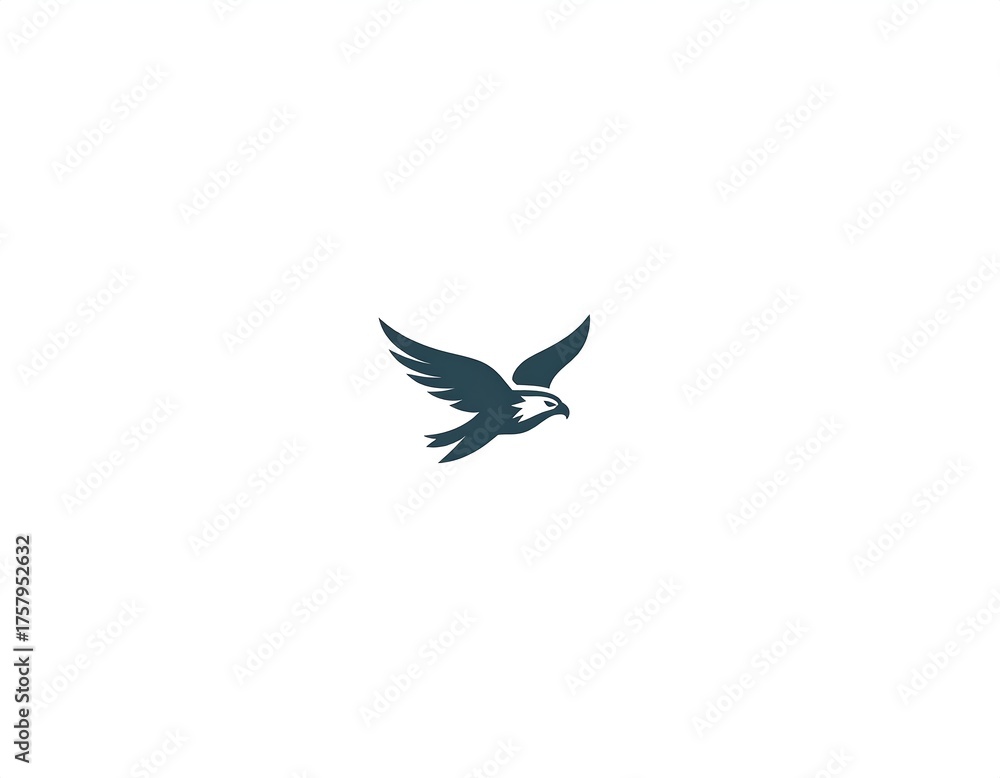 Obraz premium A stylized dark teal bird of prey in flight, on a white background