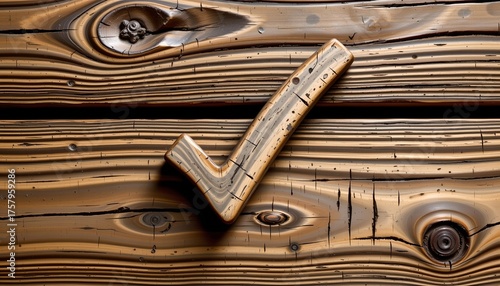 Modern Wooden Check Mark Symbol