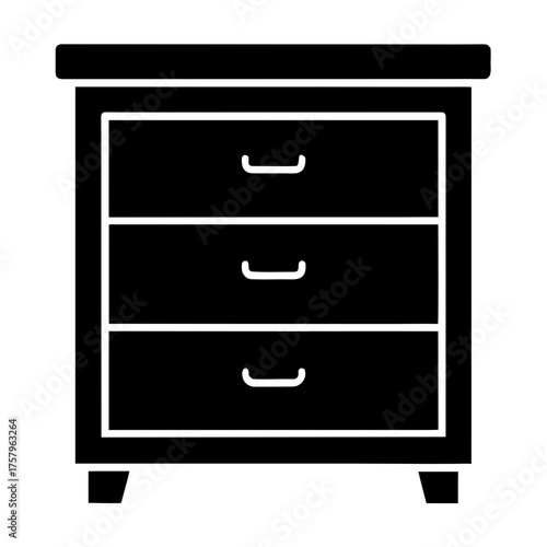 Simple three drawer nightstand silhouette