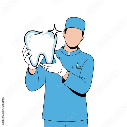 Dentist holding large, sparkling tooth