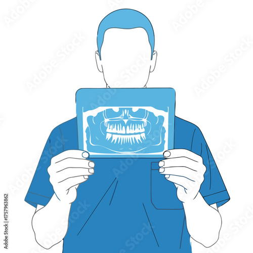 Medical professional holding up dental xray teeth and jaw