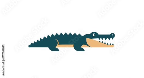 Stylized crocodile illustration in flat design suitable for children content and decoration use