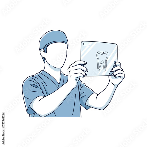 Dentist examining dental xray tooth