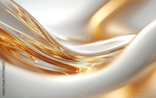 Abstract Gold and White Fluid Waves: Elegant, Luxurious, and Modern Background