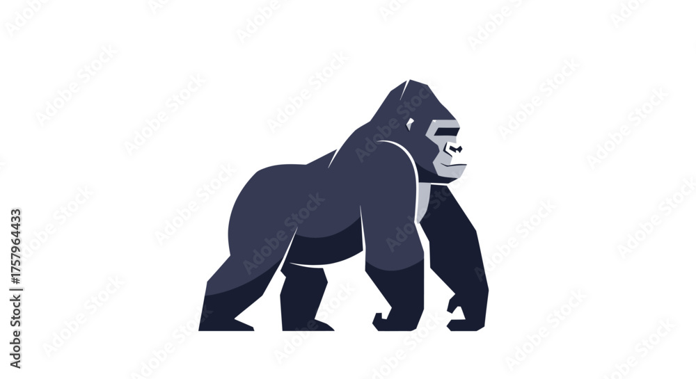Obraz premium Stylized gorilla illustration with geometric shapes against a white background