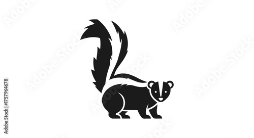 Stylized skunk silhouette illustration on white background design for creative projects