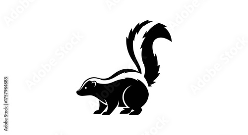 Elegant silhouette of a skunk with a beautifully curved and fluffy tail design