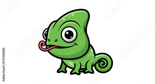 Adorable cartoon chameleon with a playful expression ideal for children's content