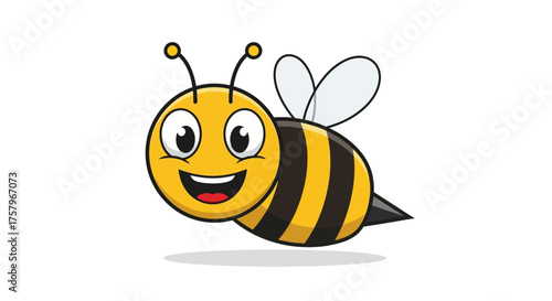 Cute cartoon bee illustration with cheerful expression isolated on white background illustration