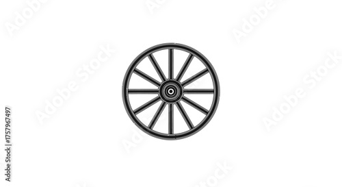 Illustration depicting an old-fashioned wagon wheel with a classic design and detail