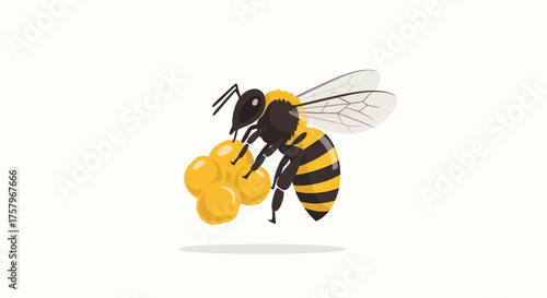 Illustrative depiction of a honeybee meticulously carrying pollen, symbolizing nature and