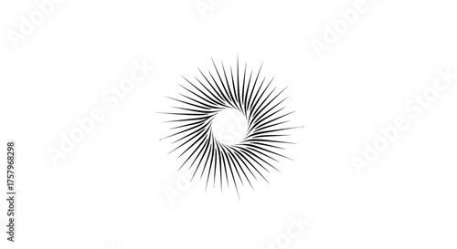 Abstract geometric spiral design with radial lines against white background showcasing simplicity