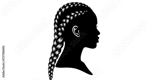 Silhouette of an elegant woman with cornrow braids capturing african american beauty