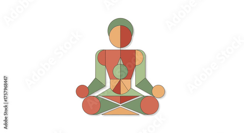 Geometric Yoga Illustration in Lotus Position Symbolizing Harmony and Balance Design