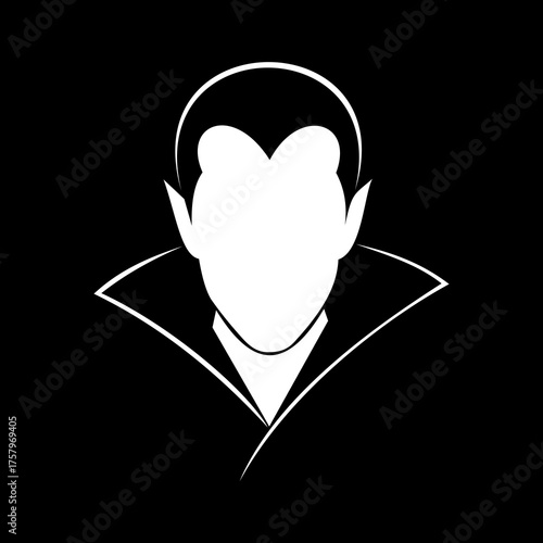 Silhouette of a vampire's head with a high collar, perfect for Halloween decorations.
