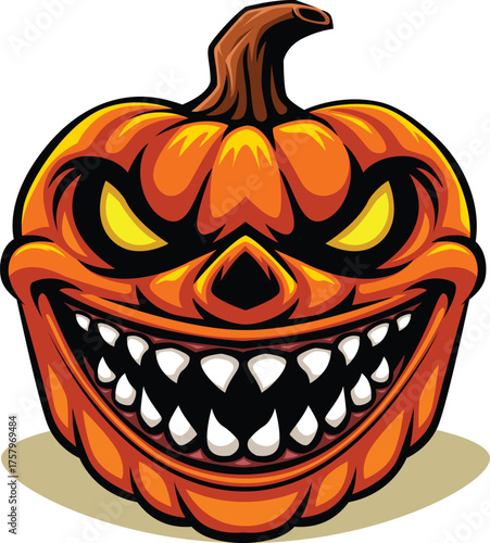 Illustration of a Creepy Pumpkin Halloween