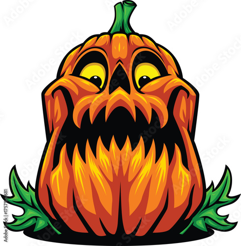 Illustration of a Pumpkin Halloween from under angle