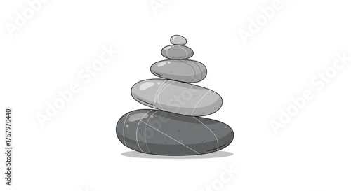 Illustration of stacked stones symbolizing balance harmony and tranquility created in a minimalist