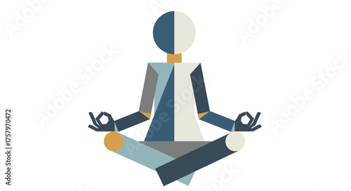 Geometric representation of a person meditating embodying balance and serenity conveying