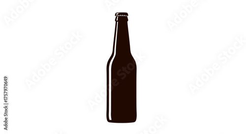 Minimalist depiction of a brown beer bottle on a white background simplicity  and clean design