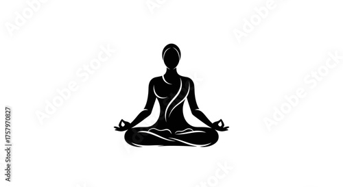 Elegant silhouette of a woman meditating in lotus position embodies calmness and mindfulness