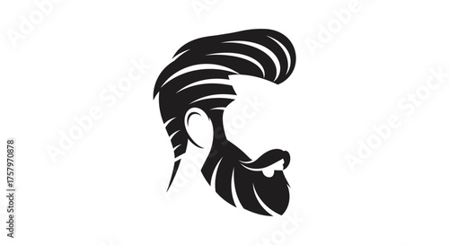 Stylish bearded man silhouette with modern haircut and beard drawing attention