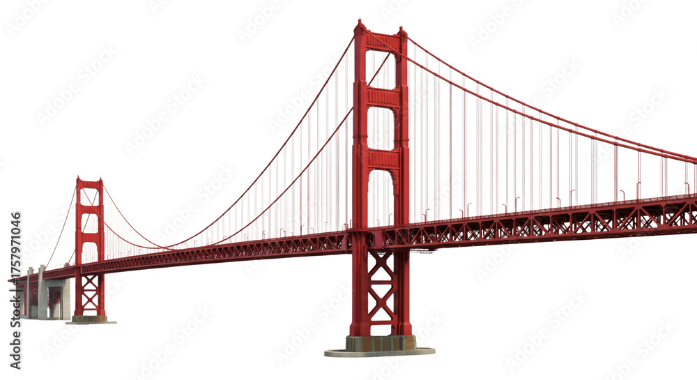Fototapeta premium Red bridge isolated on white or transparent background