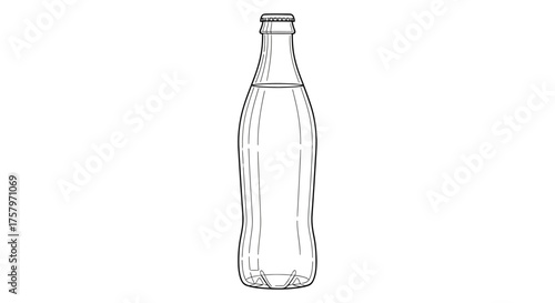 Elegant outline of a soda bottle against a clean white background evoking freshness and simplicity