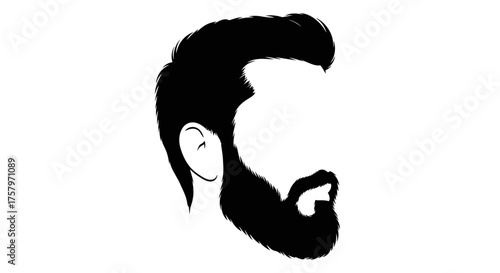 Stylish Male Silhouette with Beard and Haircut - Vector Illustration for Men's Fashion and Style