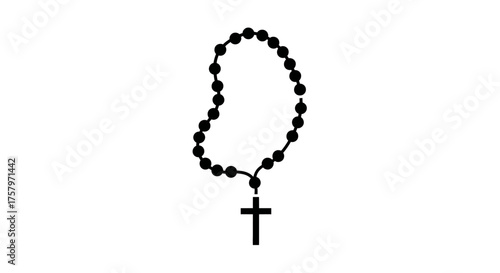 Rosary beads in black and white, symbolizing faith, prayer, and Catholic tradition featuring a