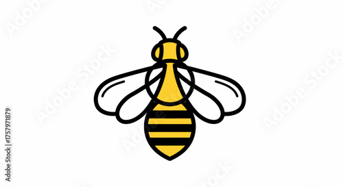Minimalist bee illustration on a white background providing a cheerful and vibrant feel suitable