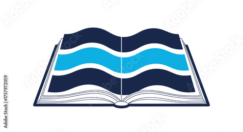 A vibrant open book design against a clean white backdrop, perfect for education, libraries, and publishing themes