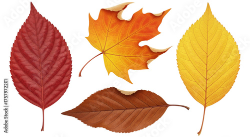 Autumn maple leaf isolated on white or transparent background