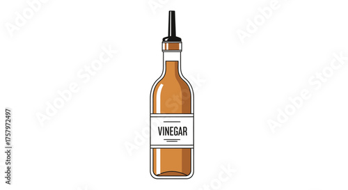 Illustrated vinegar bottle with a pouring spout against a plain white backdrop illustration